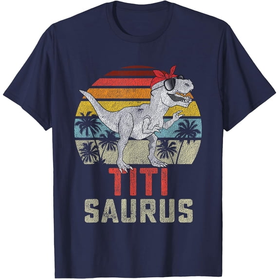 T-Rex Titisaurus Dinosaur Titi Saurus Family Matching Unisex T-Shirt for Men Women Kids,Navy Color,Size YS