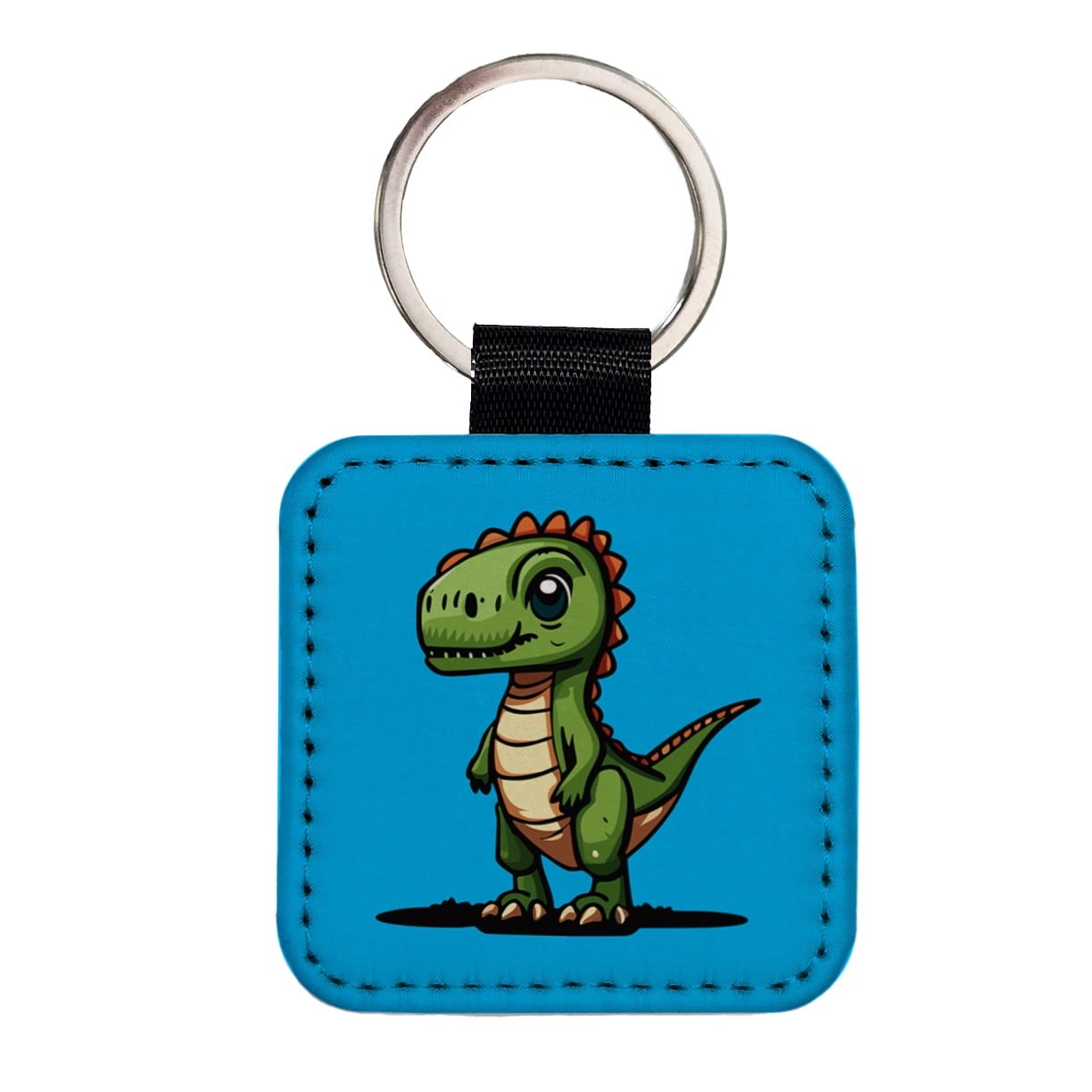 T Rex Keychains T-Rex Tyrannosaurus Dinosaur Cute Faux Leather Square Keychain ...