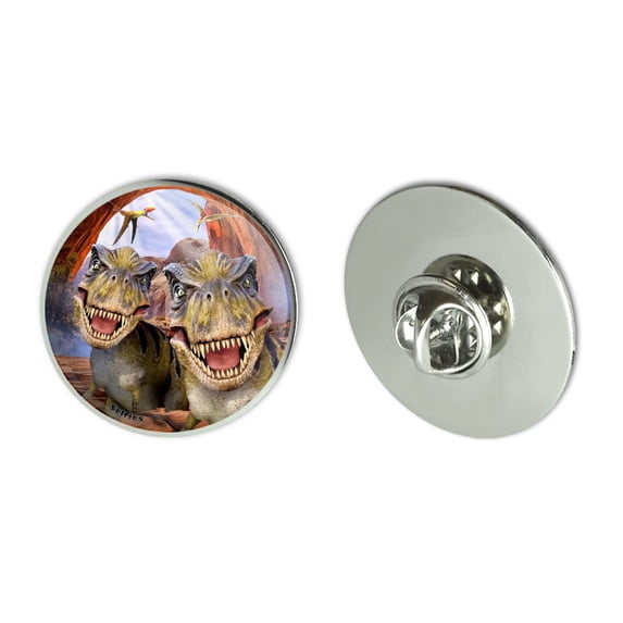T-Rex Tyrannosaurus Jurassic Selfie Metal 1.1" Tie Tack Hat Lapel Pin Pinback