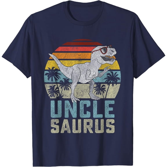 T-Rex Unclesaurus Dinosaur Uncle Saurus Family Matching Unisex T-Shirt for Men Women,Navy Color,Size L