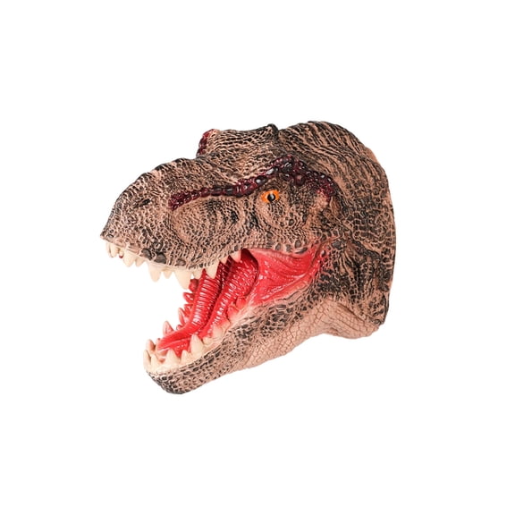 T-Rex Vinyl Hand Puppet With Movable Jaw Dinosaur Head Hand Toy For Party Interactive Leisure(Brown-25cm)