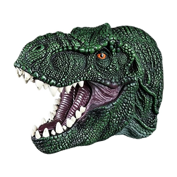 T-Rex Vinyl Hand Puppet With Movable Jaw Dinosaur Head Hand Toy For Party Interactive Leisure(Green-25cm)