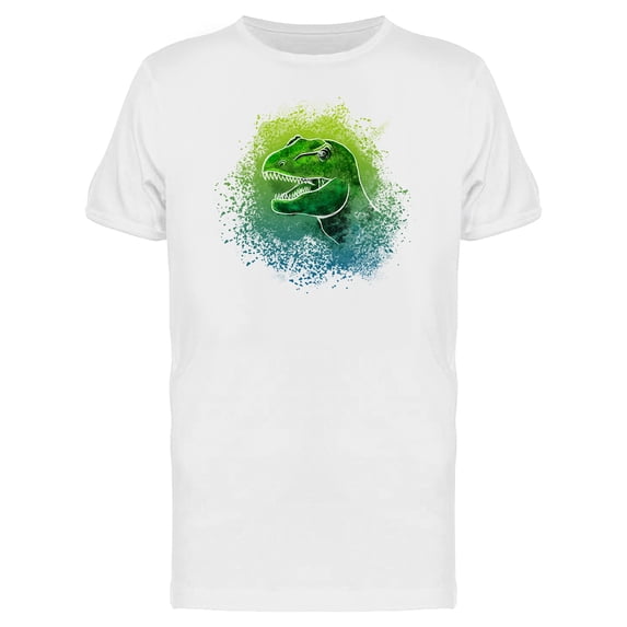 T-Rex head in green watercolor Men's White T-shirt