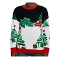 thumbnail image 1 of T-Rex on Sleigh Santa Claus Presents Trees Ugly Christmas Sweater Multicolored, 1 of 8