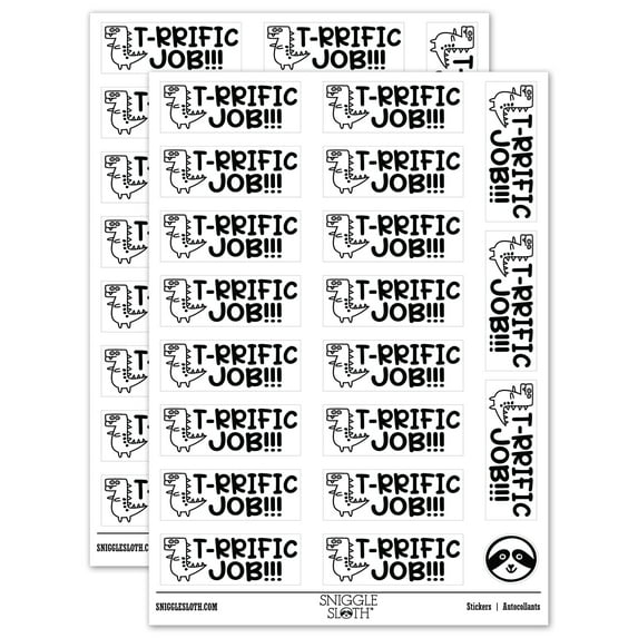 T-Rrific Terrific Job Teacher Student School Sticker Set - White - Gloss Finish - 2.00" Large