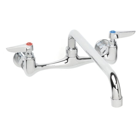 T&S Brass Wall-Mount Swivel Faucet, 12" Spout, 8" Centers, Stainless