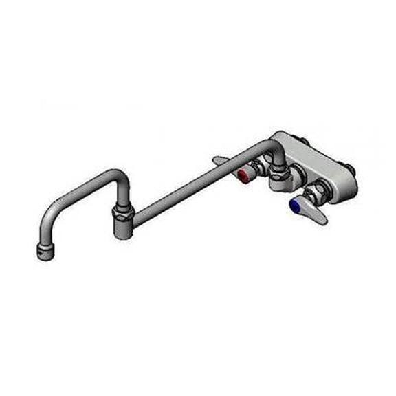 T&S Brass - Workboard Faucet, Wall Mount, 3-1/2'' Centers, 18'' Double Joint Nozzle, Lever Handles