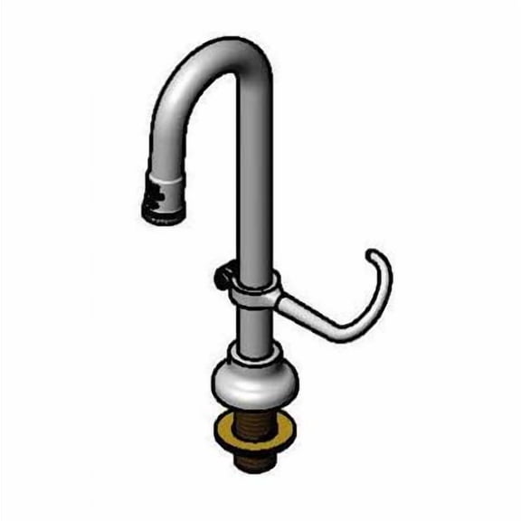 T&S Brass - Dummy Rigid Gooseneck, Deck Mount, Full-Flow Outlet, Finger Hook