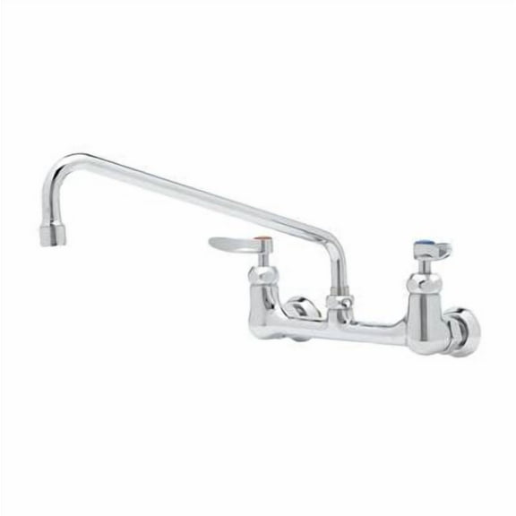 T&S Brass - 8'' c/c Double Pantry Faucet, Wall Mount, Ceramas, 12'' Swing Nozzle, 00EE Male Inlets