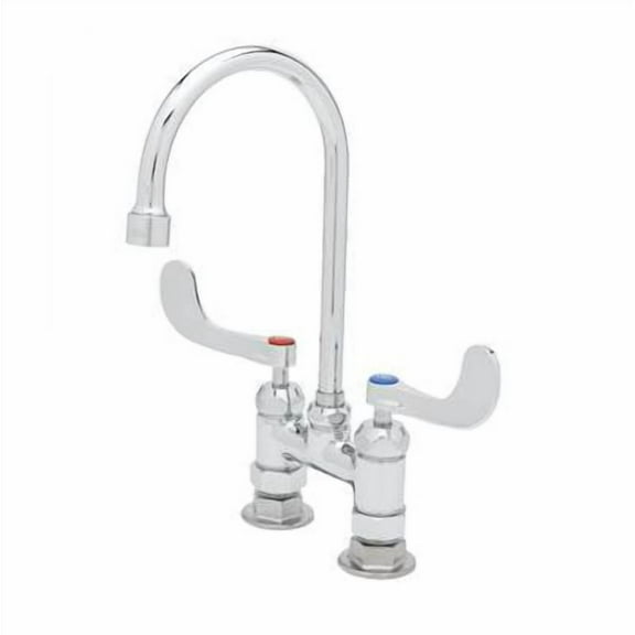 T&S Brass - 4''c/c Deck Mount Bar Faucet w/ 2.2 GPM Aerator, B-WH4 Handles, Cerama Cartridges