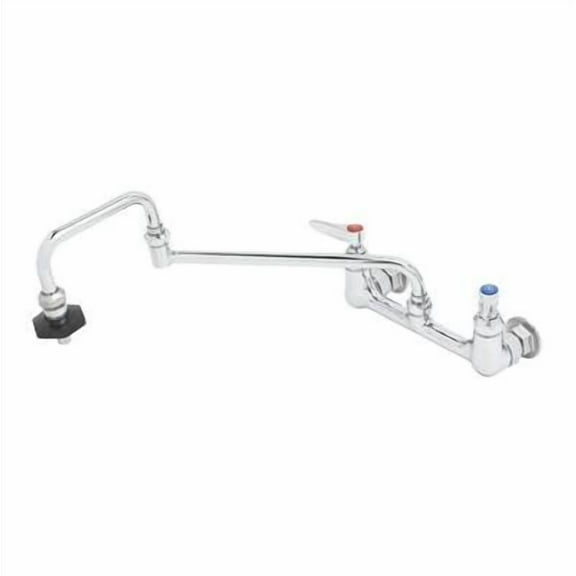 T&S Brass - 8'' Wall Mount Mixing Fct, 18'' Double Jt Nozzle w/ 2.2 GPM Flow Control Swivel