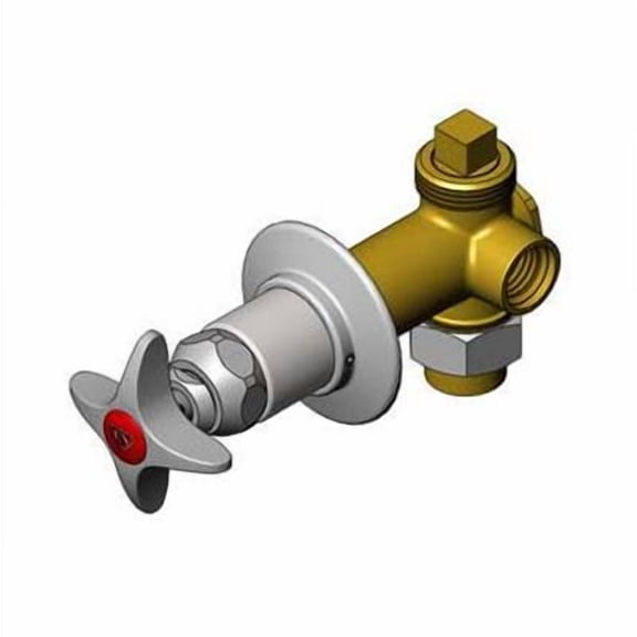 T&S Brass - Concealed Bypass Valve, 1/2'' NPT Female Inlet and Outlet, 4-Arm Handle, Hot Index