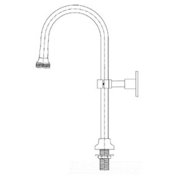 T&S BRASS B-2456 RIGID GOOSENECK, DECK MOUNT, ROSESPRAY OUTLET, 5-9/16 SPREAD,