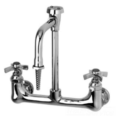 T&S BRASS BL-5725-02 LAB MIXING FAUCET, WALL MOUNTED, SWIVEL GOOSENECK, SERRATED TIP,