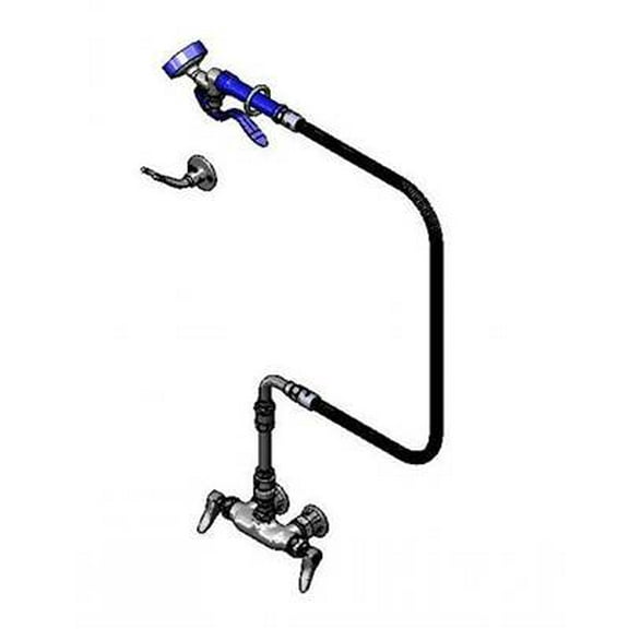 T&S Brass - 3-3/8'' Wall Mount Faucet, B-0230-K, 60'' Supply Hoses, VB, EB-0096-H, EB-0107-035