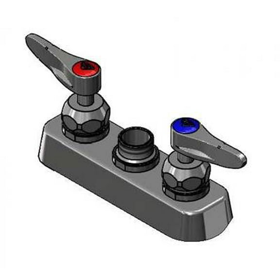 T&S Brass - 4'' Deck Mount Workboard PRU Base Faucet, Less Nozzle, CV-Ceramas, Lever Handles