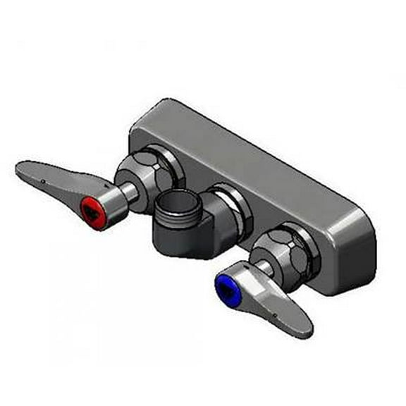 T&S Brass - 4'' Wall Mount Workboard PRU Base Faucet, Less Nozzle, CV-Ceramas, Lever Handles
