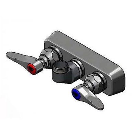 T&S Brass - 4'' Wall Mount Workboard PRU Base Faucet, Less Nozzle, SC-Eternas, Lever Handles