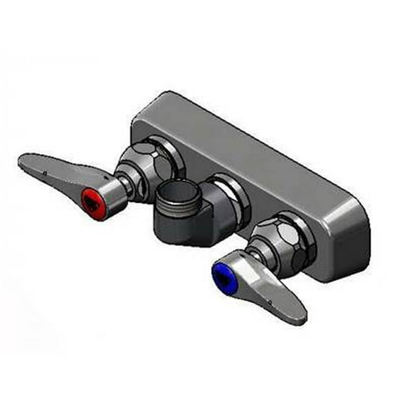 T&S Brass - 4'' Wall Mount Workboard PRU Base Faucet, Less Nozzle, SC-Eternas, Lever Handles