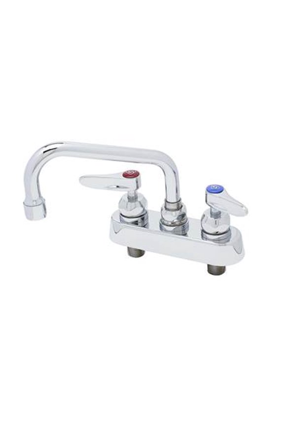 - 4'' Workboard Faucet, Deck Mount, Ceramas w/ Check Valves, 8'' Swing Nozzle, Lever Handles