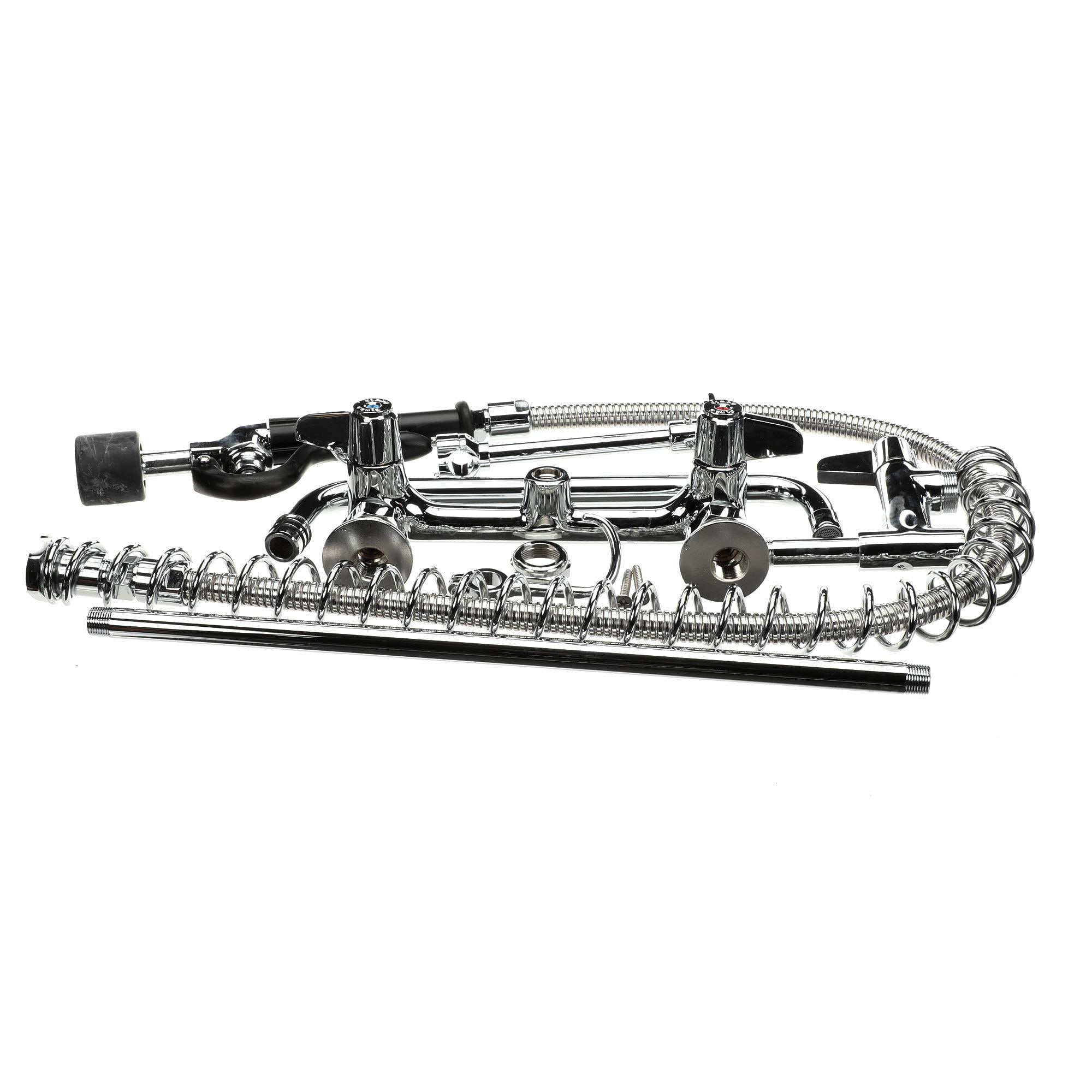 Chrome Wall Mount Commercial Pre-Rinse Faucet with Pull-out Spray
