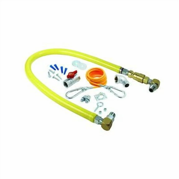 T&S Brass - Gas Hose w/Quick Disconnect, 3/4'' NPT, 60'' Long, Installation Kit and SwiveLink Fittings