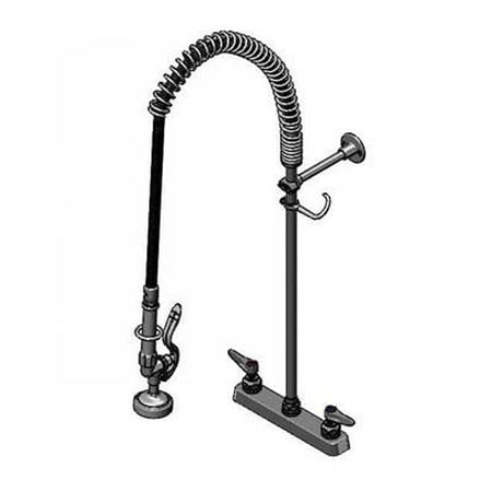 T&S Brass - 8'' Deck Mount Workboard PRU, Eternas w/ Spring Checks, B-0107, 6'' Wall Bracket & 22'' Riser