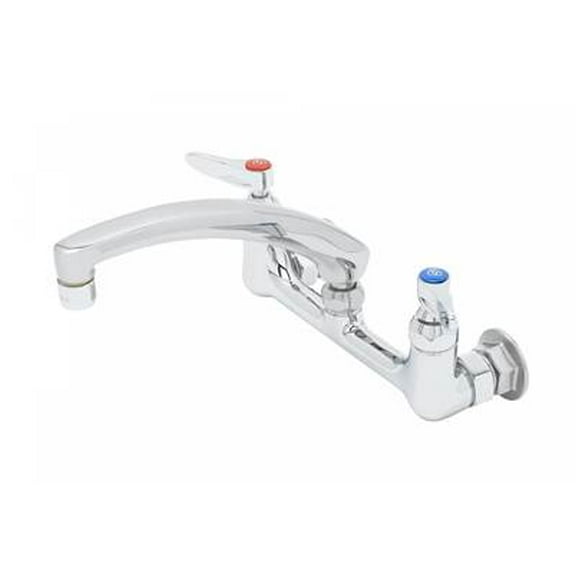 T&S Brass - 8'' Double Pantry Swivel Base Faucet, Wall Mount, Eternas, Cast Spout, 2.2 GPM Aerator