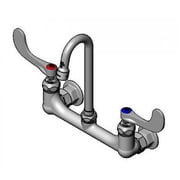 T&S Brass - 8 Wall Mount Faucet, 1.0 GPM Aerator, Eternas, S/R Gooseneck, 4 Wrist-Action Handles