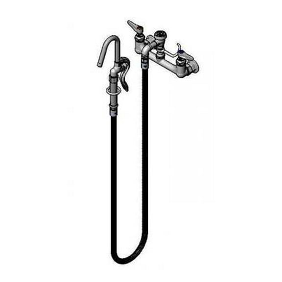 T&S Brass - 8''c/c Wall Mount,Vacuum Breaker,68''Flex.Hose,Spray Valve,Hook Nozzle