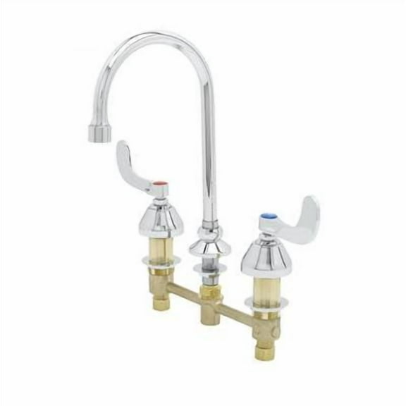 T&S Brass - Medical Faucet, 8'' Centers, Swivel Gooseneck, VR 0.5 GPM Non-Aerated, 4'' Wrist Action