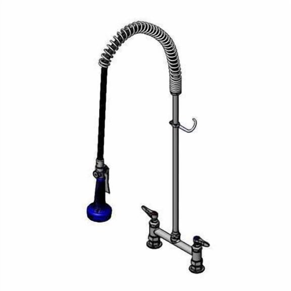 T&S Brass - 8''c/c Deck Mount Pre-Rinse w/ 1/2''NPT Female Inlets,24''Riser,1.07 GPM Spray Valve