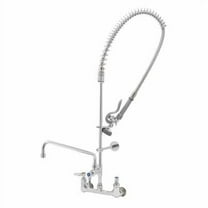 T&S Brass - EasyInstall Pre-Rinse Unit, 8'' Wall Mount, Add-On Faucet w/ 14'' Swing Nozzle
