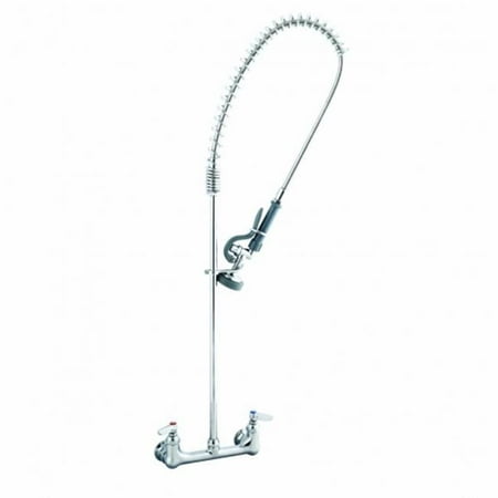 T&S Brass - EasyInstall Pre-Rinse, Spring Action, Wall Mount Base, 8'' Centers, Eterna Cartridges