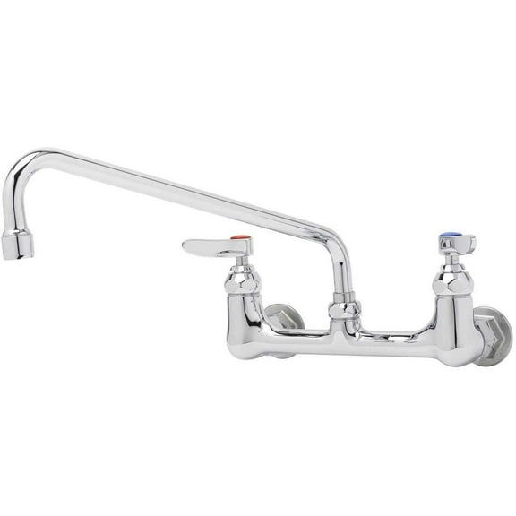 T&S Brass - Double Pantry Faucet, Wall Mount, 8'' Centers, 12'' Swing Nozzle (062X)