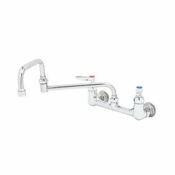 T&S Brass - Double Pantry Faucet, 8'' Wall Mount, 15'' Double Joint Swing Nozzle