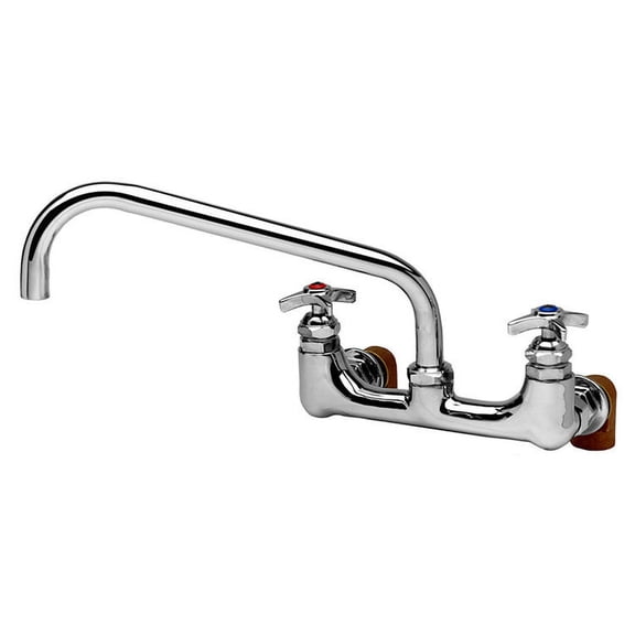 T&S Brass - Big-Flo Mixing Faucet, 8'' Wall Mount, 12'' Swing Nozzle, Inlet Elbows, 3/4'' BSPT Threads