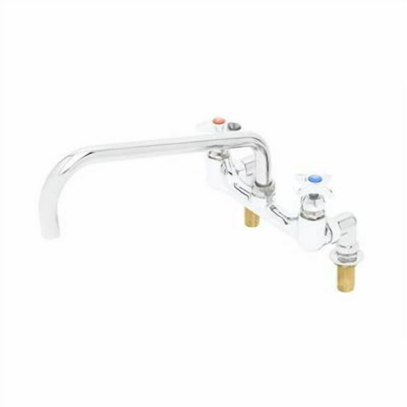 T&S Brass - Big-Flo Mixing Faucet, 8'' Deck Mount, 14'' Swing Nozzle, 00YY 3/4'' NPT Inlet Flanges, & 3/4'' NPT Supply Nipples