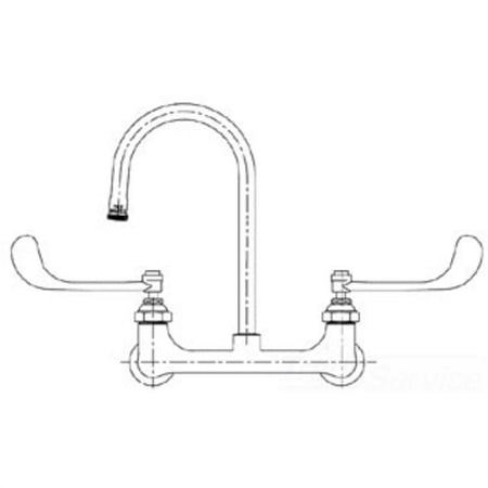 T&S Brass B-0351 Wall Mount Medical Faucet, 8 Centers, Rigid Gooseneck, 6 Wrist Handles