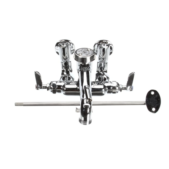 T&S Brass B-0667-POL Service Sink Faucet, Wall Mount, Adjustable Centers, Vacuum Breaker, Wall Brace, Polished