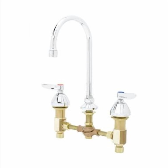 T&S Brass - Medical Faucet, Concealed Body, Deck Mount, 8'' Centers, Rigid/Swivel GN , Stream Regulator
