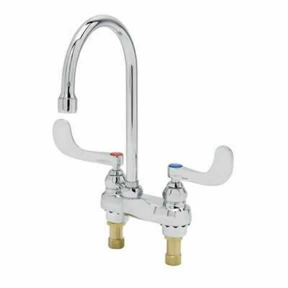 T&S Brass - Medical Faucet, 4'' Centerset, Swivel/Rigid Gooseneck, 2.2 gpm Laminar Outlet, 4'' Handles