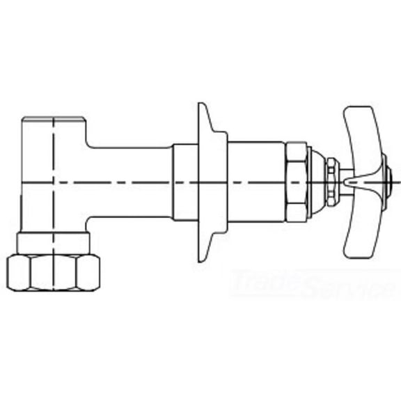 T&S Brass B-1025-UCP Concealed Straight Valve, Union Coupling Inlet, 1/2 NPT Female Outlet, Eterna Cartridge