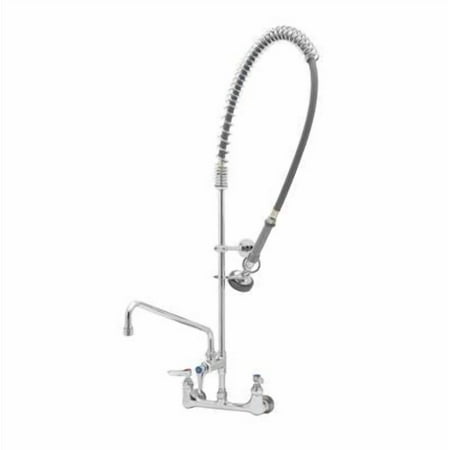 T&S Brass - Pre-Rinse Unit: 8'' Wall Mount, Add-On Faucet w/ 14'' Swing Nozzle, B-0044-R, B-0107 Sprayer 6'' Wall Bracket & Finger Hook