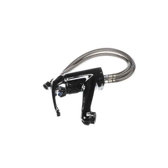 T&S Brass B-2701 Single Lever Faucet, Ceramic Cartridge, Rigid Base, Short Spout, Flexible Supply Lines