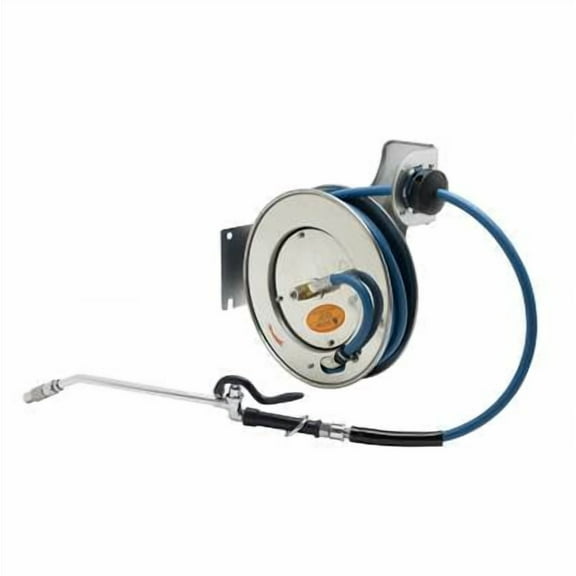 T&S Brass - 3/8'' x 35' Open Stainless Steel Reel w/ Extended Spray Wand HOSE REEL
