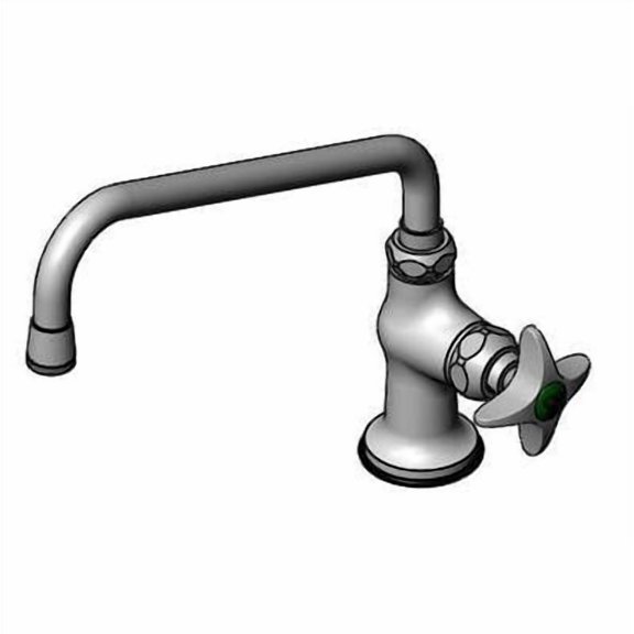 T&S Brass - Lab Faucet, Single Temperature, 9'' Swing Nozzle, Stream Regulator Outlet, 4-Arm Lab Handle