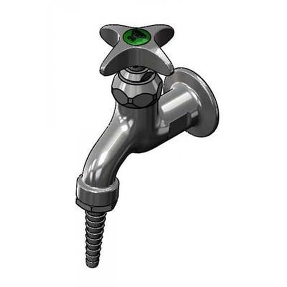 T&S Brass - Single Supply Lab Faucet, Serrated Tip Outlet, 1/2'' NPT Female Inlet, 4-Arm Handle