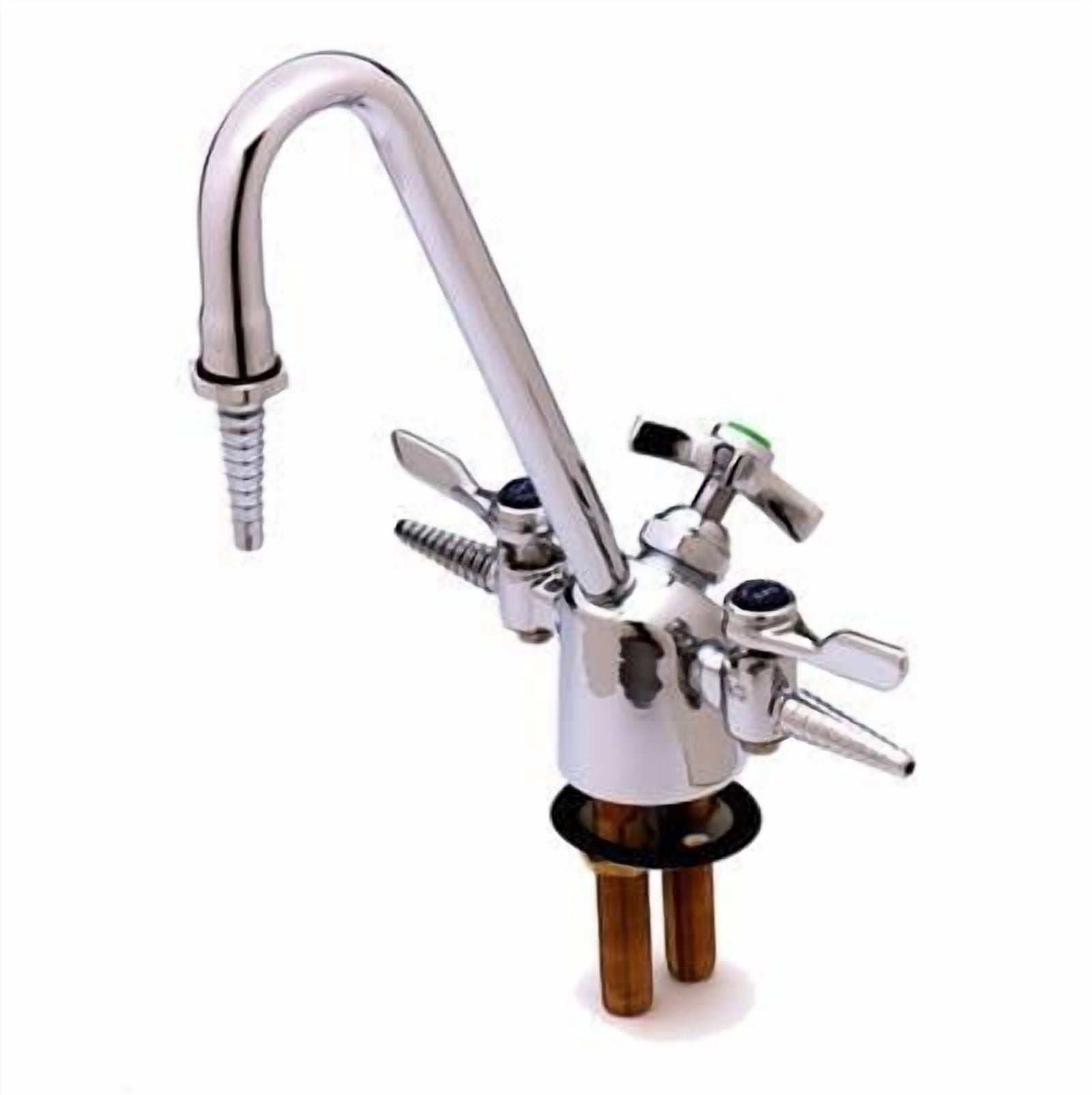 T&S Brass - Lab Fixture, Gas & Water, 2 Gas Cocks, 8'' Gooseneck w ...