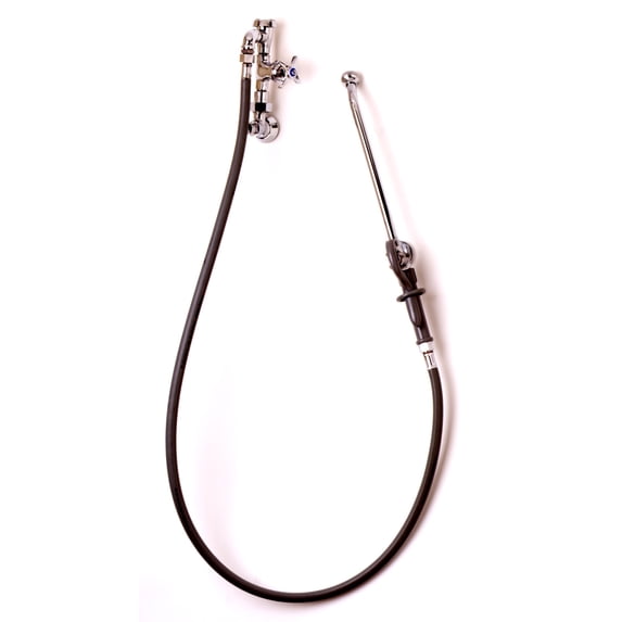 T&S Brass - Bedpan Washer, Loose Key Angle Inlet Valve w/ Shut-Off & Vacuum Breaker, 5' PVC Hose